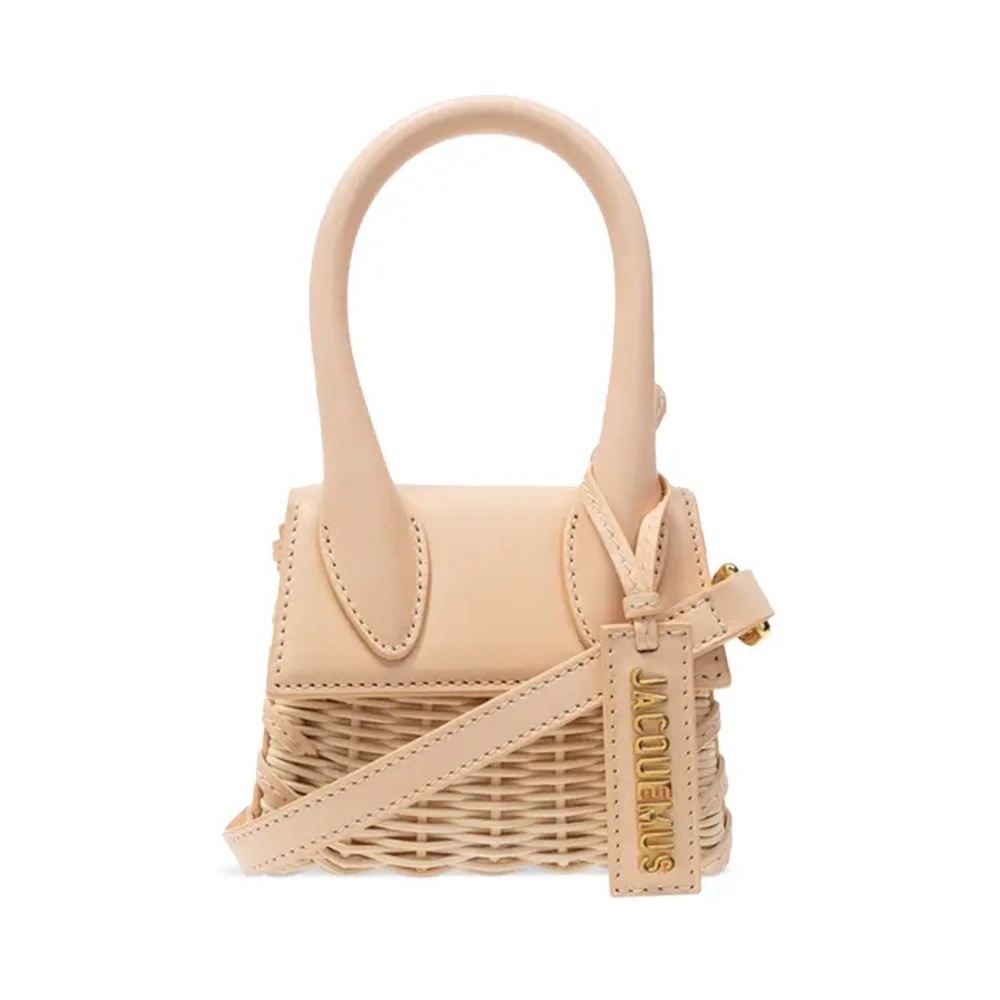Jacquemus Le Chiquito wicker and leather top-handle bag.